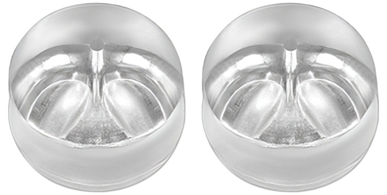 2 14K White Gold Friction Ear Nut with Silicone Cushion 5.00mm Wide x 4.2mm High